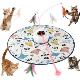 All-in-One Automatic Cat Laser Toy - Laser, Spinning Feather Wand for Bored Indoor Adult Cats