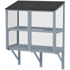 Catio Outdoor Cat Enclosure Outdoor Window Box Cat House with Waterproof Roof 39.4"L Gray