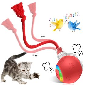 YEVYO Interactive Cat Ball Toy with LED Lights & Bird Chirping Sound Motion Activated for Indoor Cat