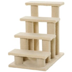 25" 4-Step Multi-Level Carpeted Cat Scratching Post Pet Stairs, Cream White (Option: Cream White-630x150x420 mm)