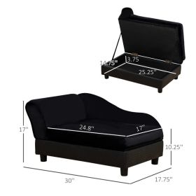 PawHut Pet Sofa Bed Couch With Storage, Pet Sofa For Cats And Small Dogs, Black (Option: Black)