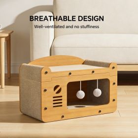 56cm Double Layer Upgraded Cat Scratcher Sofa, TV Shape Cat Bed With 2 Teaser Balls, For Large Cats Up To 20lbs (Option: Yellow)