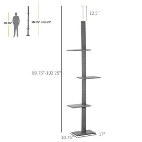 PawHut Floor-to-Ceiling Cat Tree Cat Climbing Tower With Sisal-Covered Scratching Posts Natural Cat Tree Activity Center For Kittens Cat Tower Fu (Option: Grey)