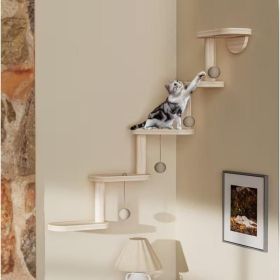 DIY Modular Cat Wall Climbing Frame, 4 Cat Balls, Multi-tiered Cat Tree, Wall-mounted Space-saving Indoor Cat Climbing Frame, Cat Play And Activi (Option: As shown in the figure)