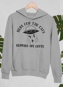 Here For The Cats Hoodie (Color: Athletic Heather, size: X-Large)
