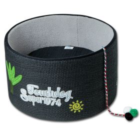 Touchcat 'Claw-ver Nest' Rounded Scratching Cat Bed w/Teaser Toy (Color: Black)